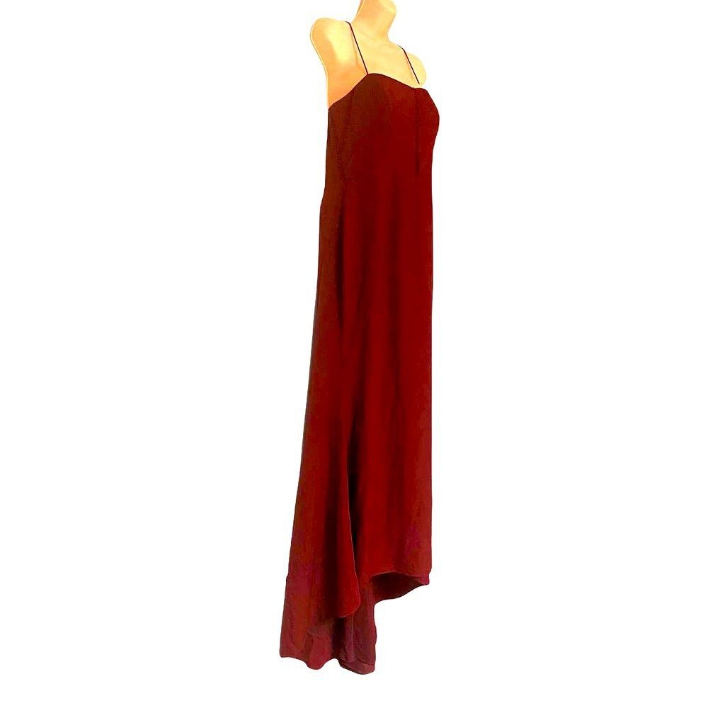 Jarlo Wine Red Maxi with Train High Low Formal Dress Fluted Noelle Evening Gown - Picture 4 of 12